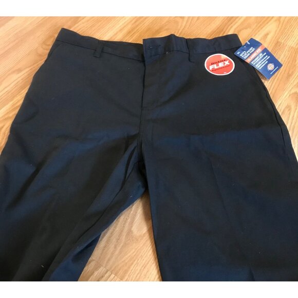 Dickies Khaki Pants Boys Flat Front Classic Fit 20 Husky Adjustable Waist Black - Picture 2 of 8